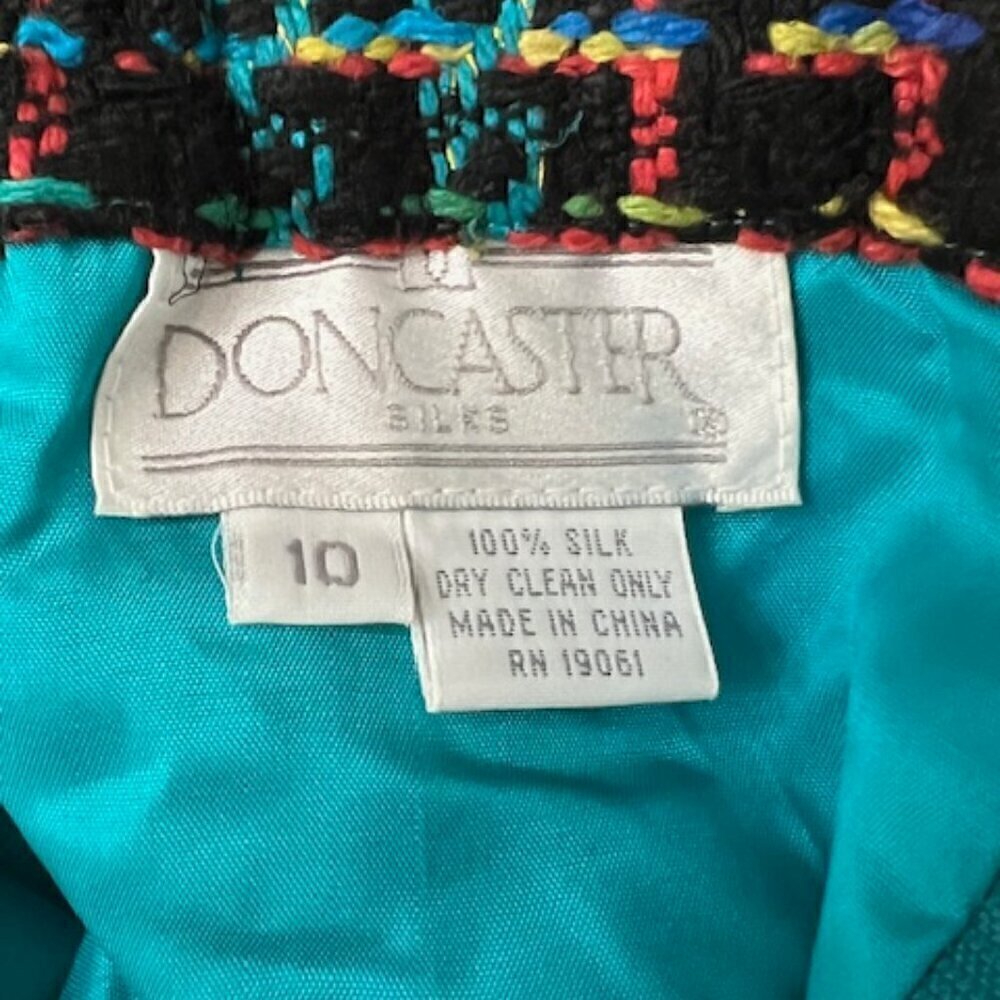 Vintage Doncaster Silks 100% Silk Plaid Midi A-Line Skirt - Picture 5 of 6